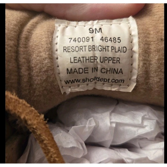 Maui Island Resort Bright Plaid Tan Leather Boat Shoes Canvas Accents Women Sz 9 - Picture 7 of 7